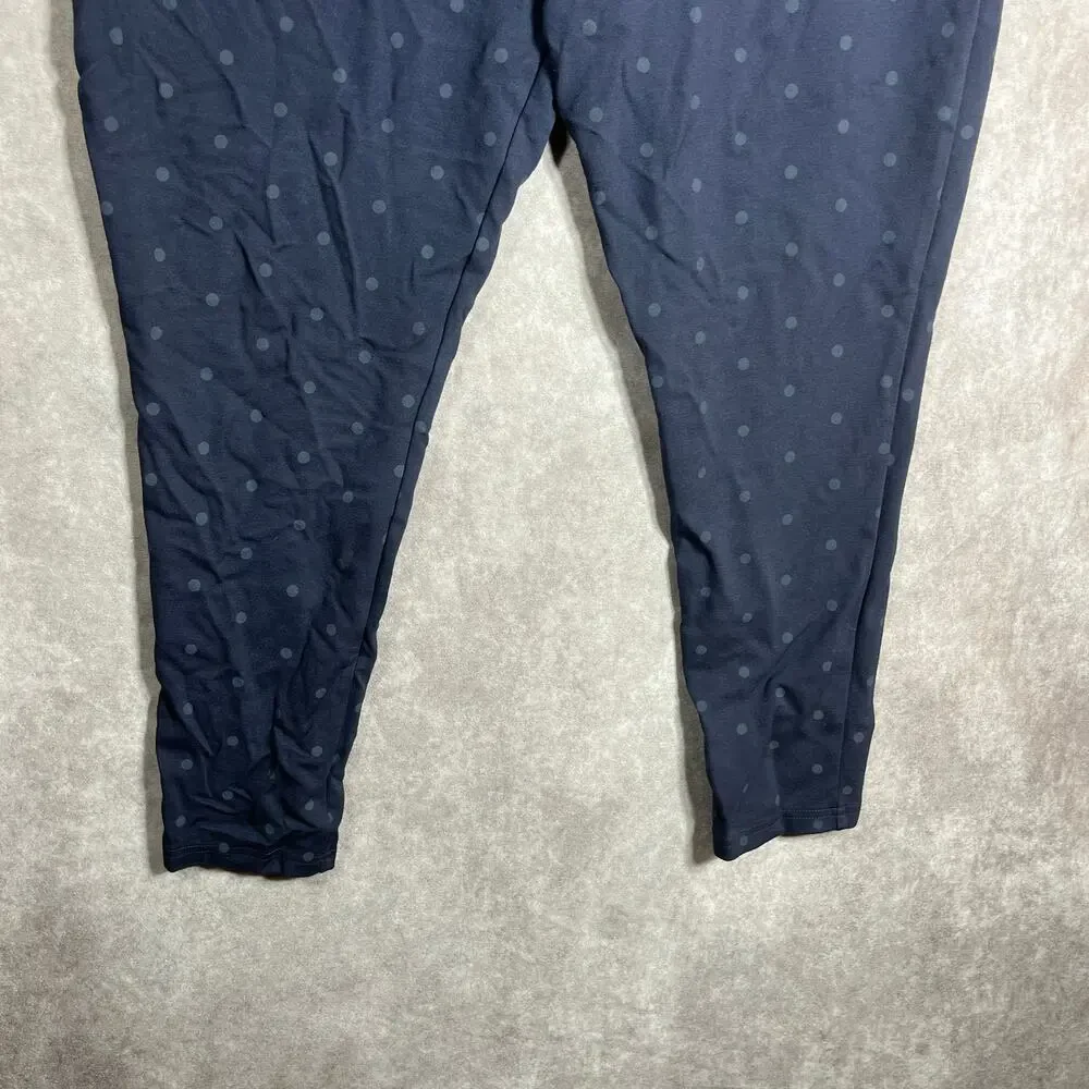 Nordstrom Pants Womens Size XL‎ Blue Polka Dots Skinny Pull On High Rise Knit